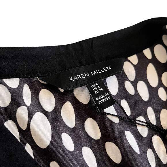 Karen Millen Black White Cheetah Animal Print Long Sleeve Midi Dress Size 4 NWT - Picture 6 of 13